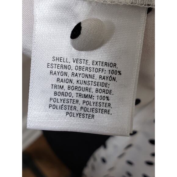 Anthropogie Maeve White & Black Rayon V-Neck Short Sleeve Button Down Shirt 12 - Picture 10 of 13